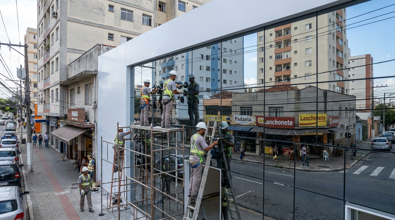 Fachada espelhada em esquina em Pelotas-RS